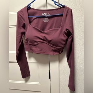 Popflex Active Sweetheart Long-Sleeve Crop Top (XL, plum).